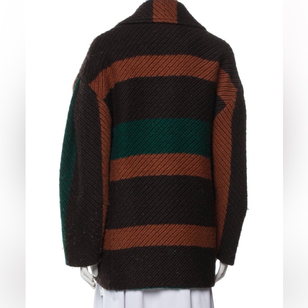 Ulla Johnson Striped Coat Shawl Collar Wool Blend Brown Green Size S Designer - Picture 4 of 5
